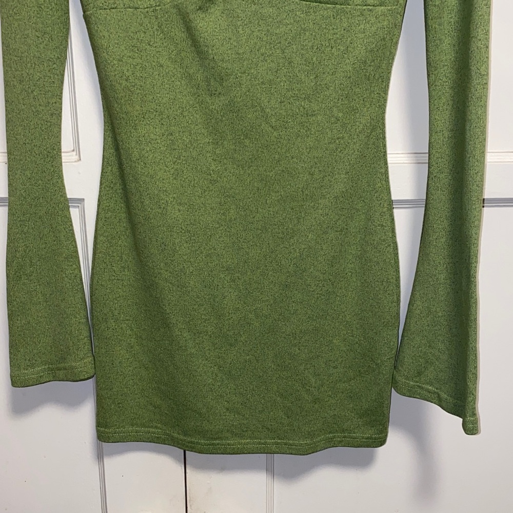 SHEIN Small Green SXY Twist Front Flounce Sleeve Bodycon Dress - Picture 7 of 14